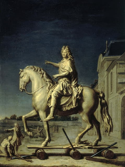 René-Antoine Houasse - Transport sur la place Louis-le-Grand (actuelle place Vendôme) de la statue de Louis XIV de Girardon, le 16 juillet 1699