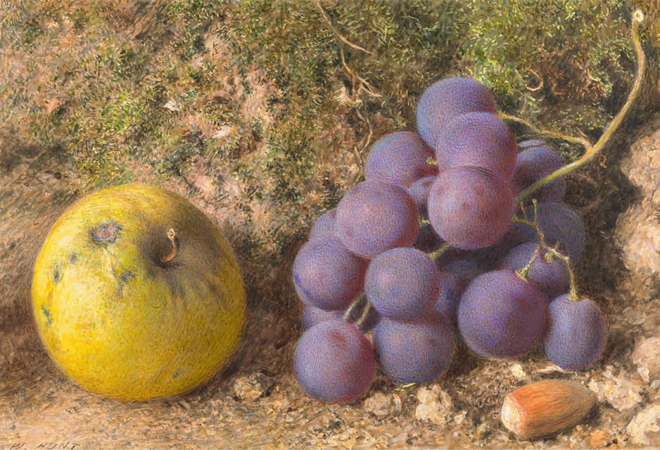 William Henry Hunt - Apple, Grapes and a Cob-Nut