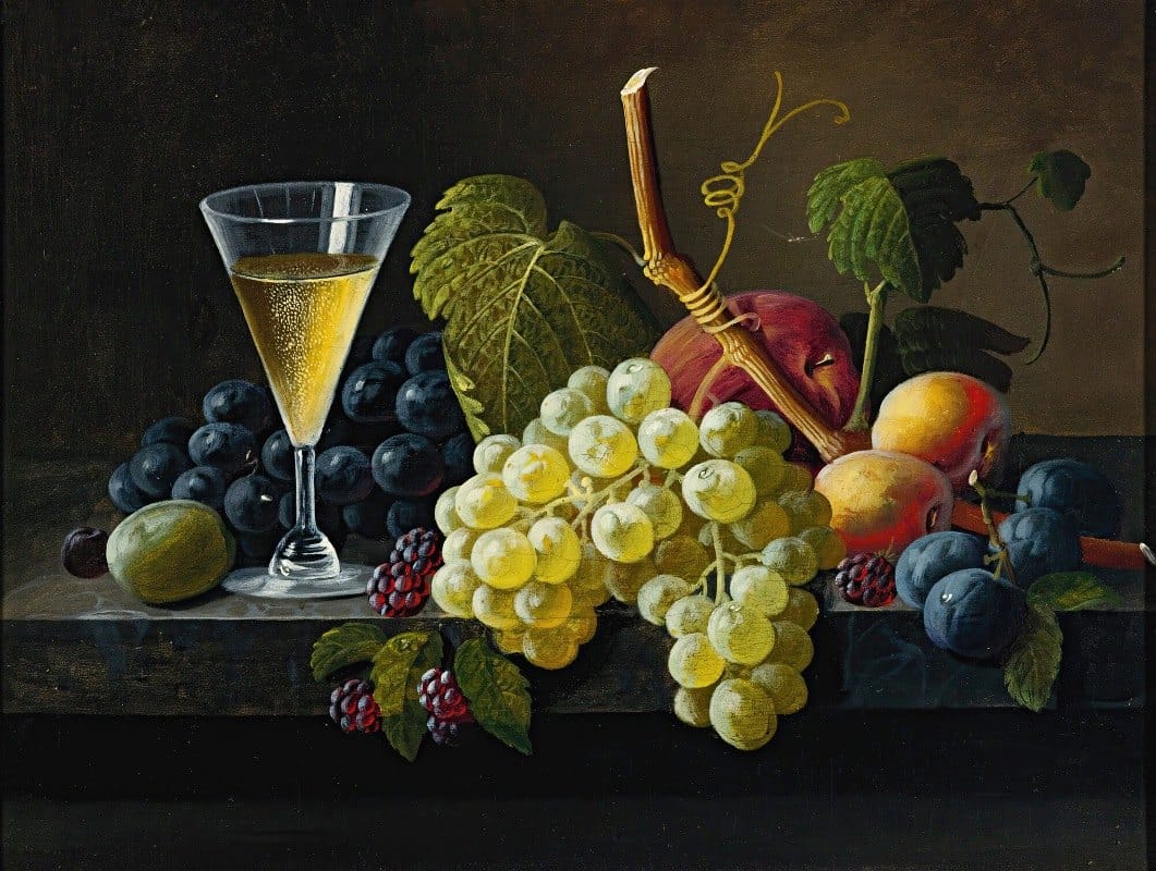 Severin Roesen - Still Life With Champagne Glass