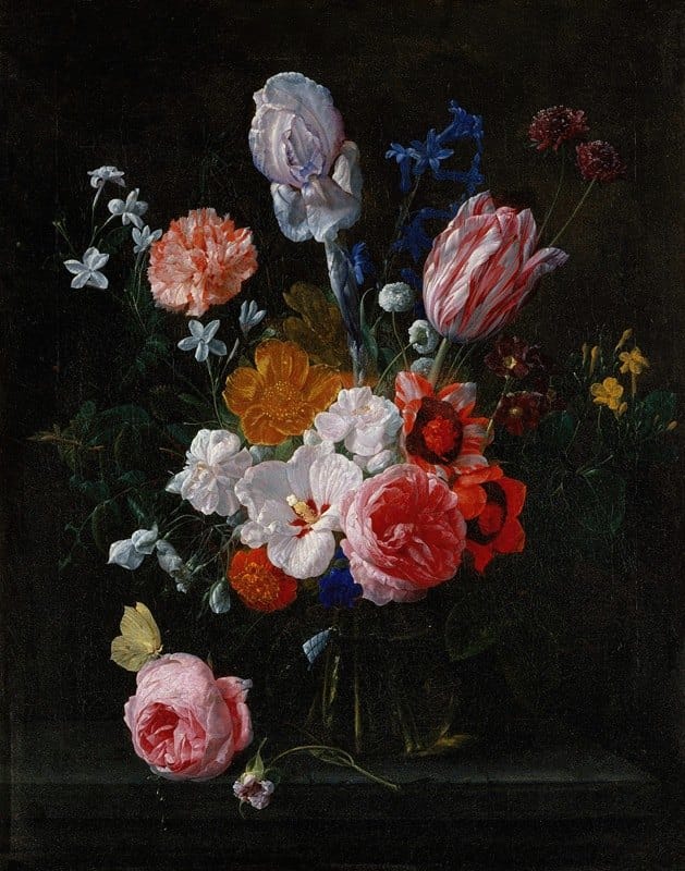 Nicolaes Van Verendael - A Bouquet Of Flowers In A Crystal Vase