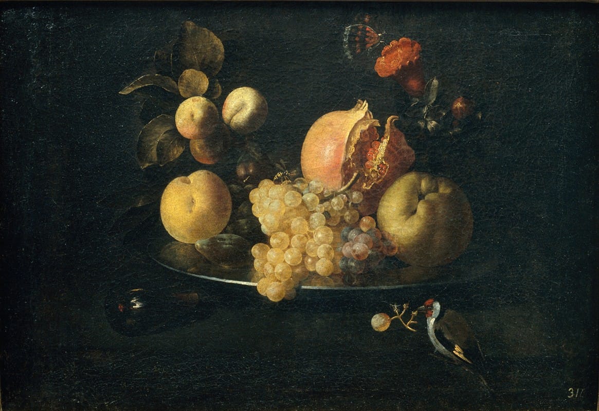 Juan de Zurbarán - Still Life with Fruit and Goldfinch