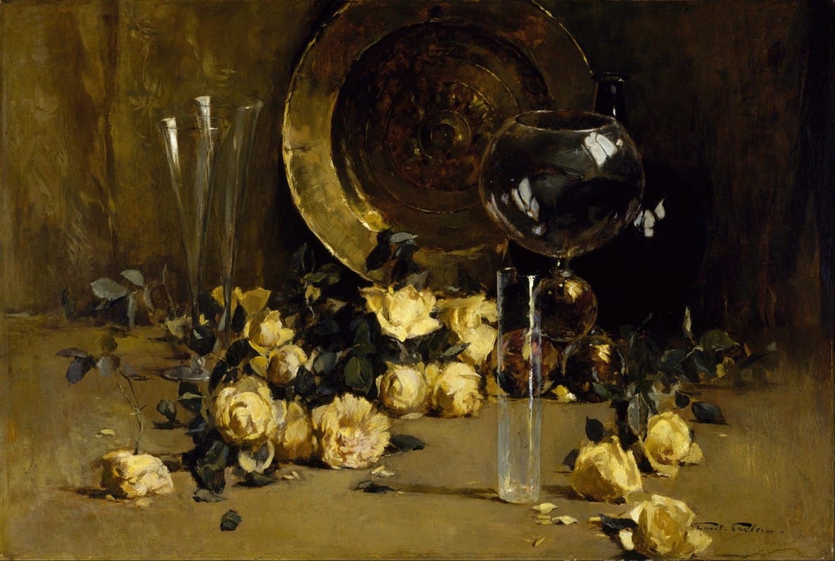 Emil Carlsen - Still Life with Yellow Roses