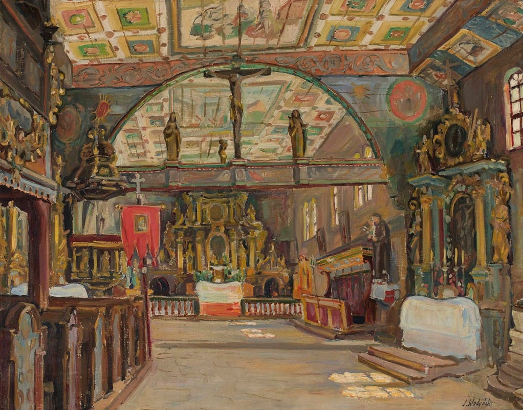 Józef Wodyński - Interior of a church in Orawa