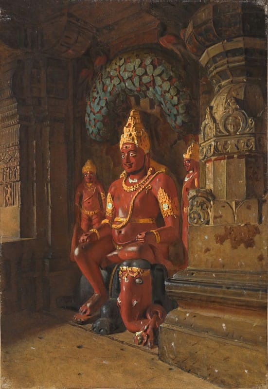 Vasily Vasilyevich Vereshchagin - Statue of Vishnu at the Temple of Indra at Ellora