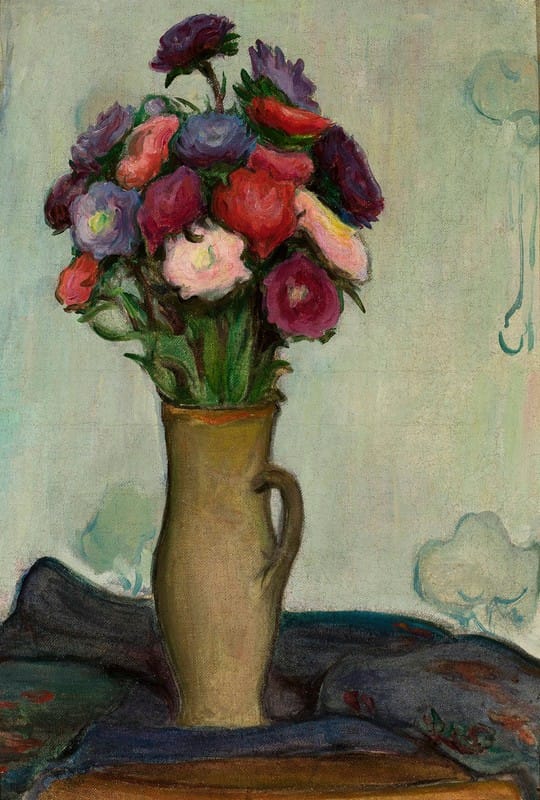 Władysław Ślewiński - Flowers in a vase -Asters