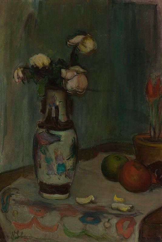 Władysław Ślewiński - White roses in a vase