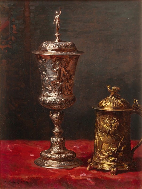Jean-Baptiste Robie - Still-life with tankard and covered cup