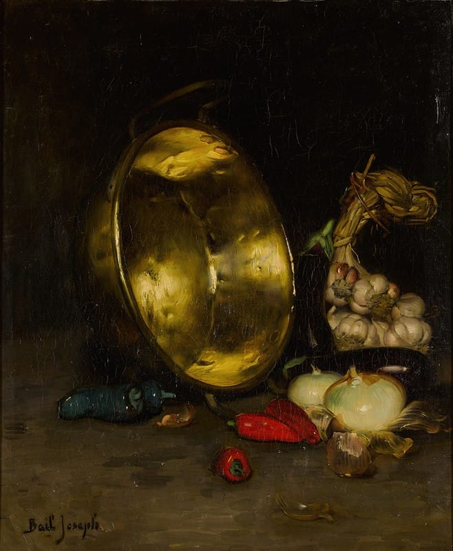 Joseph Bail - A Copper Cauldron, Garlic and Onions