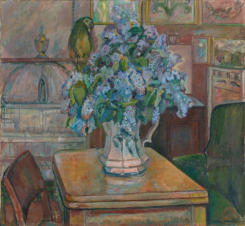 Oluf Wold-Torne - Lilacs and Parrot