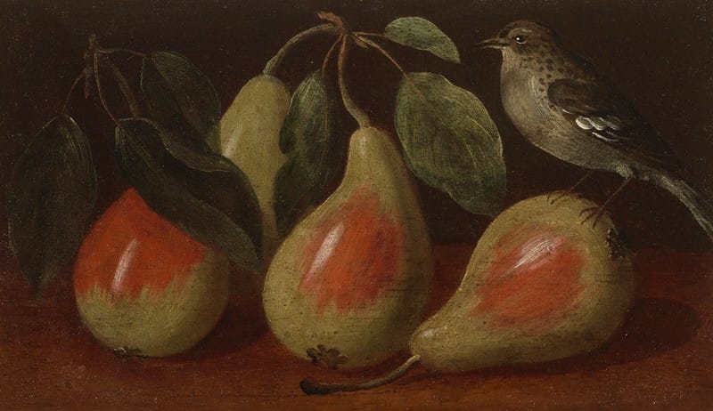 Orsola Maddalena Caccia - Three pears and a bird on a ledge