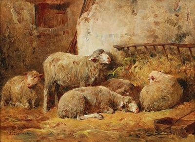 Small Stable Scene with Sheep