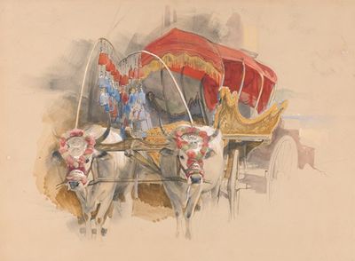 A Turkish Araba Drawn by Two White Oxen, Constantinople