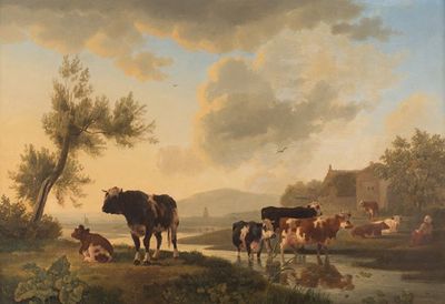 Cows in summer landscape