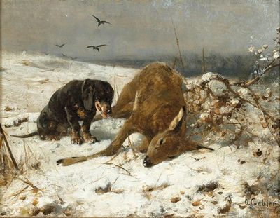 A Hound with Dead Deer