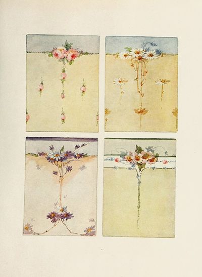 Four panels in Roses and Daisies