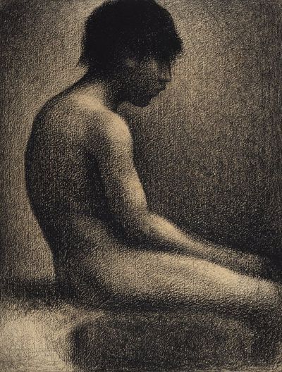坐姿裸体；“Une Baignade”的习作