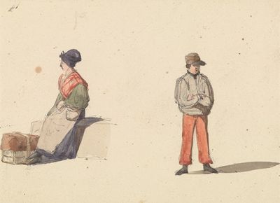 巴黎生活素描；坐着的女人和站着的男人