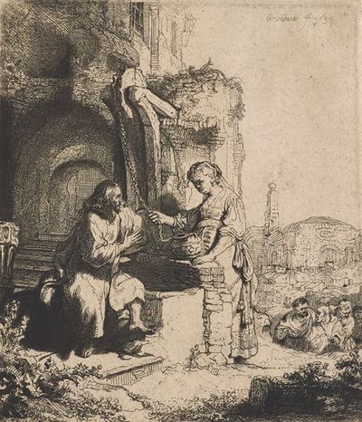 基督与撒玛利亚女子；在废墟中