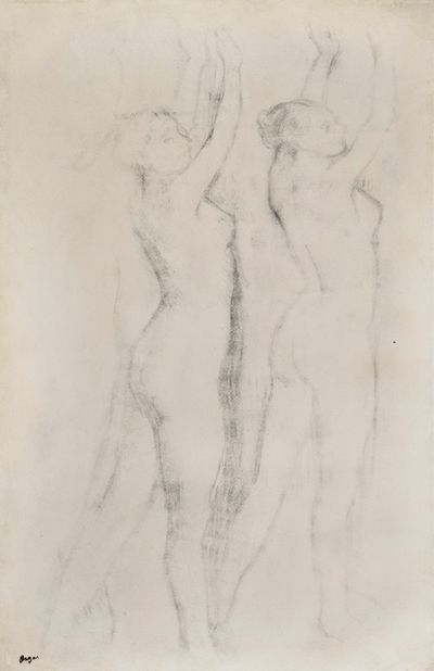 两个裸体女人，举起双臂