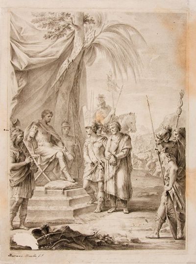 朱古塔被捆绑并交给西拉努斯，后者将他带到马吕斯身边