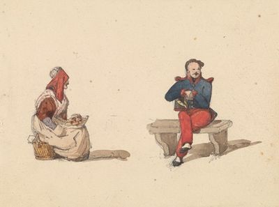 巴黎生活素描；坐着的女人和坐着的男人