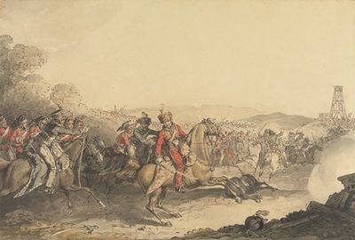 滑铁卢战役结束时，安格尔萨侯爵率领一支重装骑兵冲锋时受伤