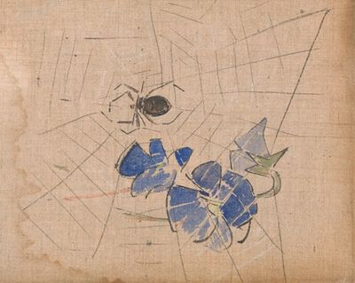 蓝色花朵的蜘蛛网