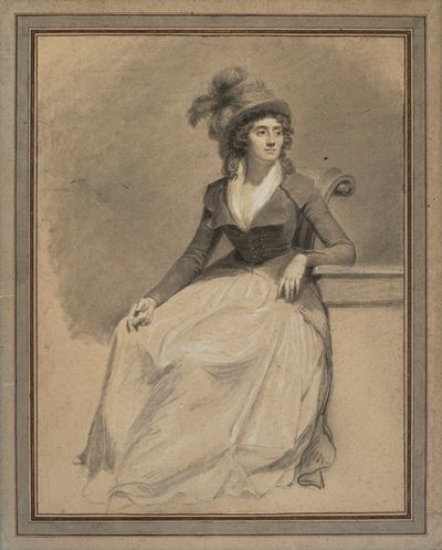 一位戴着羽毛帽子的女士的肖像