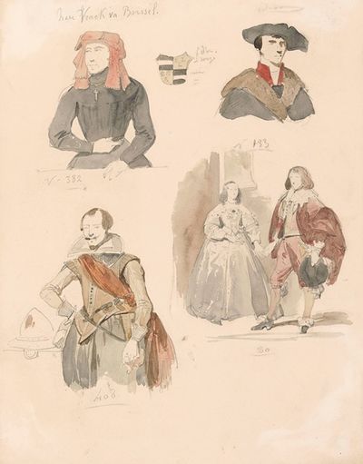 弗兰克·范·博尔塞勒，《为国家服务的男人和船长的肖像》，威廉二世，奥兰治王子和亨丽埃塔·玛丽亚·斯图亚特女王