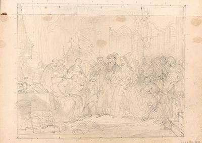 马克西米利安一世，神圣罗马帝国皇帝和勃艮第玛丽在布鲁日招待所拜访画家汉斯·梅林