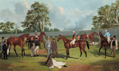 道林森林赛马场围栏中的群体，巴拉拉特，1863年