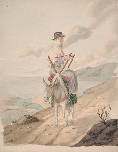 Barandilles，一个骑在驴子上的女人