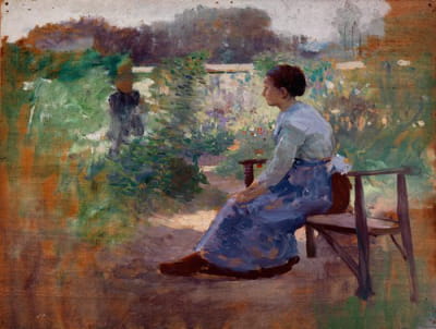 坐在花园里的女人