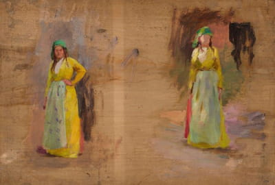两幅鞑靼妇女的素描。从克里米亚之旅