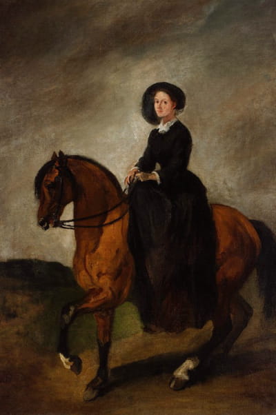 艺术家的女儿席琳娜骑马的肖像