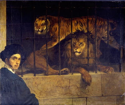 与老虎和狮子的自画像