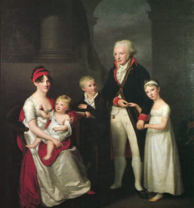 吕贝克商人马克·安德雷·苏凯（1759-1814）、妻子科妮莉亚（1765-1838）及其子女的全家福