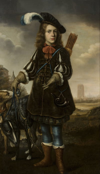 一个穿着狩猎服的男孩的肖像