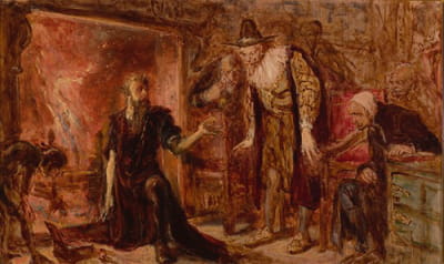 炼金术士Sendivogius和Sigismund III，素描