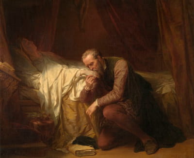 艺术家米开朗基罗在维托里亚·科隆纳的死亡之床