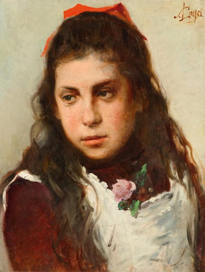 一个红弓少女的肖像，