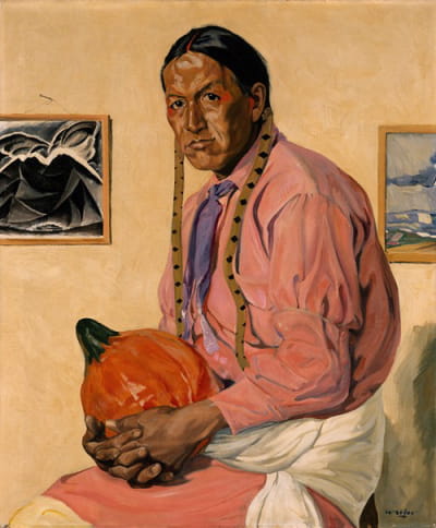 一个拿着南瓜的男人的肖像