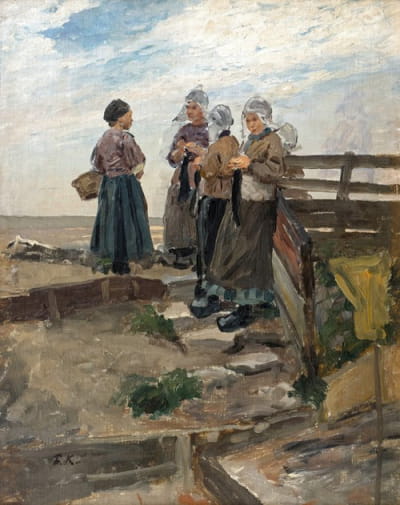 海滩上的荷兰渔民妇女