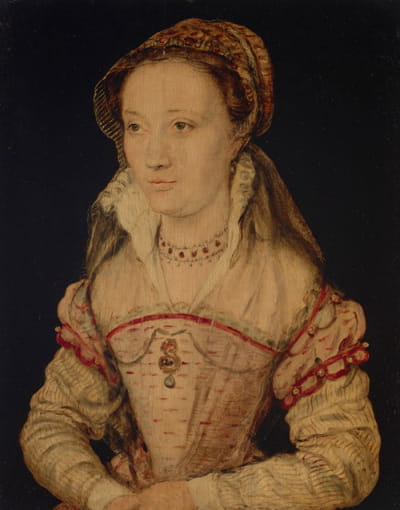 一位女士的肖像，半身，传统上被认定为玛丽·德·洛林（1515-1560）