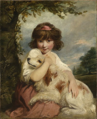 一个年轻的女孩和她的狗