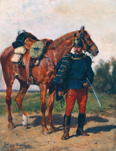 奥地利骠骑骑兵和他的马