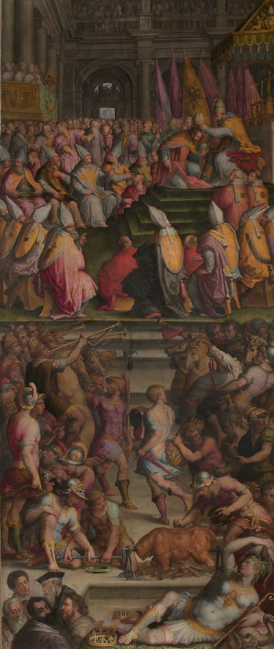 克莱门特七世在博洛尼亚圣佩特罗尼奥为查理五世加冕