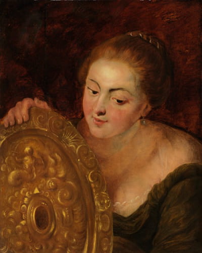 一个戴着铜盘子的女人的肖像