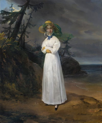 寡妇让·亨利·路易斯·格雷布尔伯爵夫人的肖像，née Marie Françoise Célestine de Vintimille du Luc，后来的菲利普·保罗·德塞古尔伯爵夫人（1787-1862），在风景中
