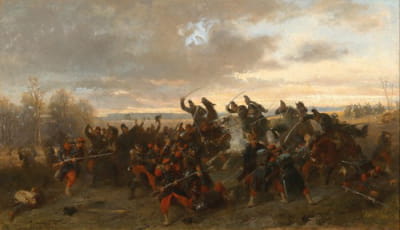 战斗混乱中的巴伐利亚和法国军队